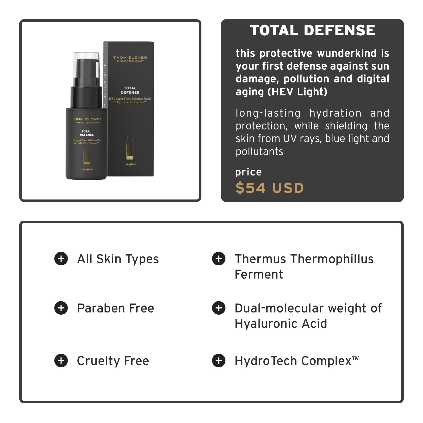 Total Defense by Thom Elzner Skincare Product Card