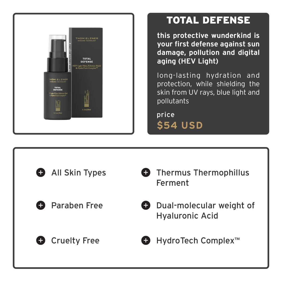 Total Defense by Thom Elzner Skincare Product Card