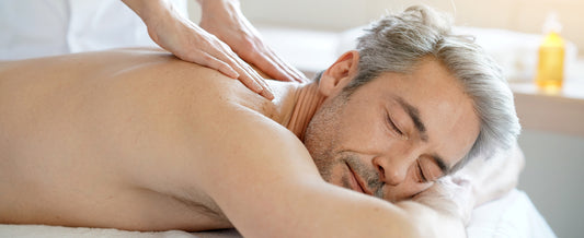 Men's Facial – a man at a medi-spa getting a massage or other spa treatments