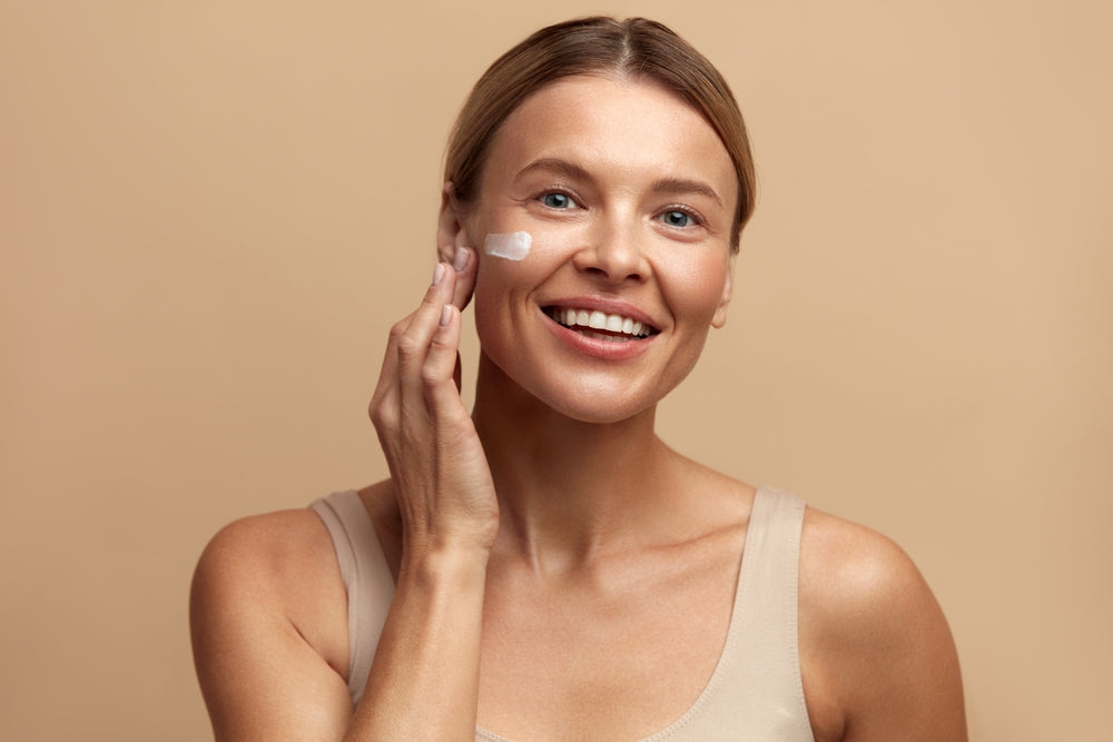 Girl applying Skin Care