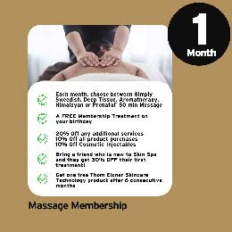 1 Month Skin Spa New York Massage Membership