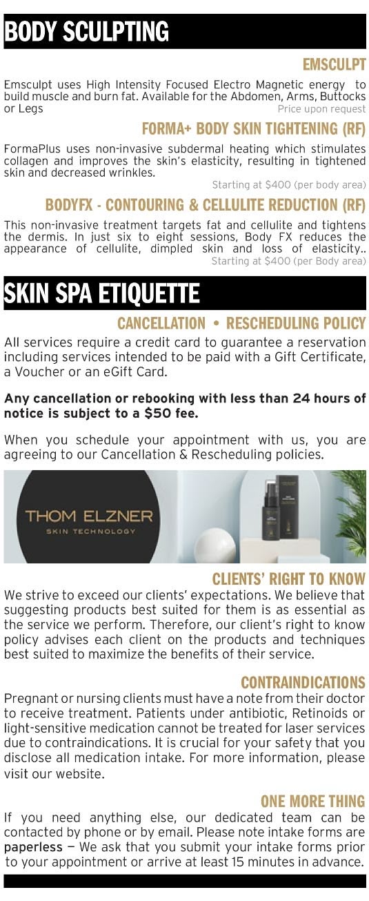 Menu Skin Spa New York Page 3