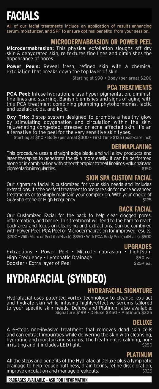 Menu Skin Spa New York Page 4