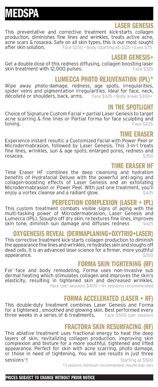 Menu Skin Spa New York Page 5